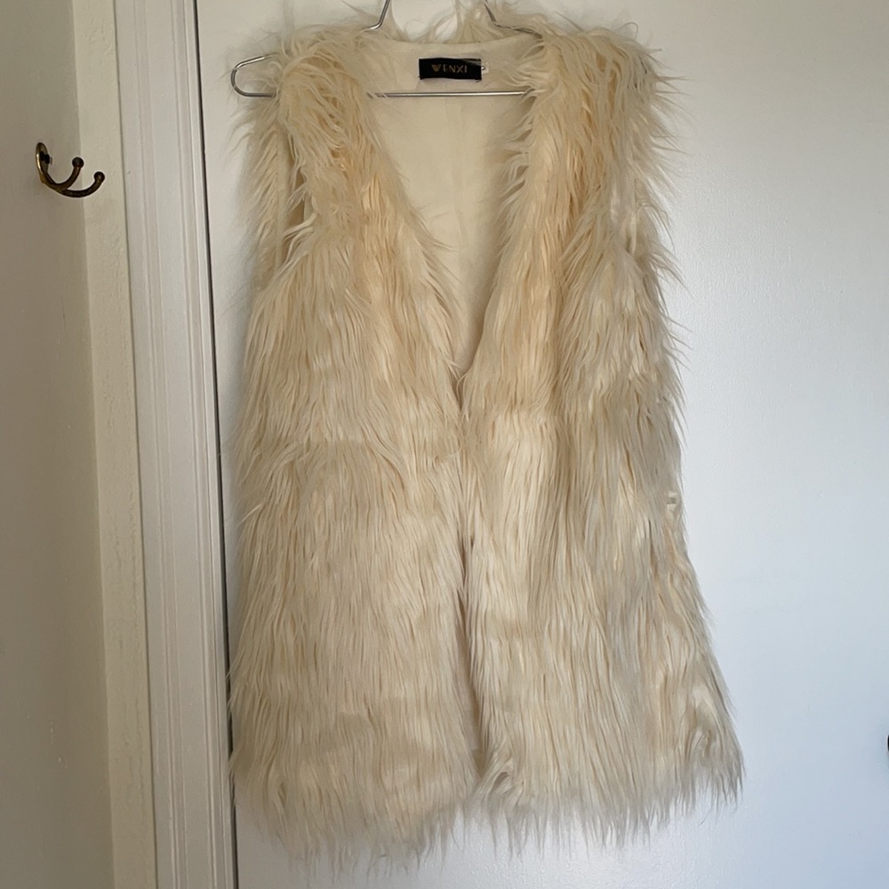 Burner Soft Fuzzy Festival Vest Ivory White